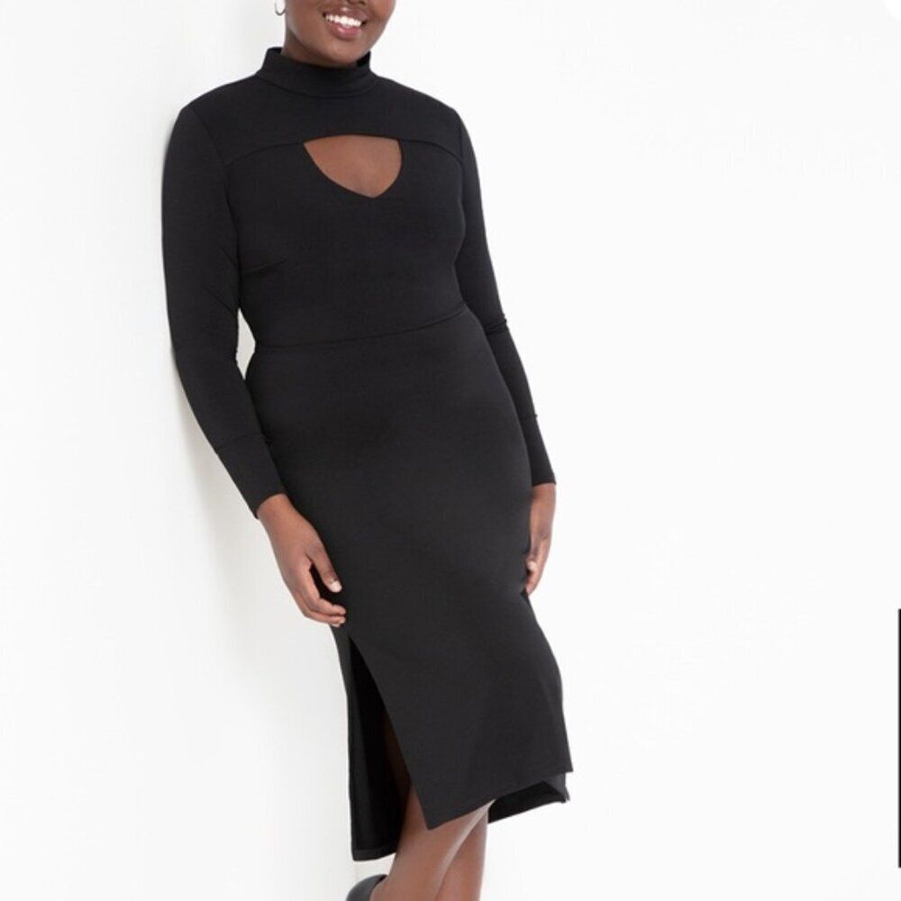 Eloquii High Neck Cutout Knit Midi Dress Plus Size 20 NWT $119.99